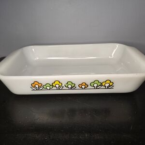 Vintage Fire King Summerfield Milk Glass Casserole Dish w Handles 12"×6.5"×2"